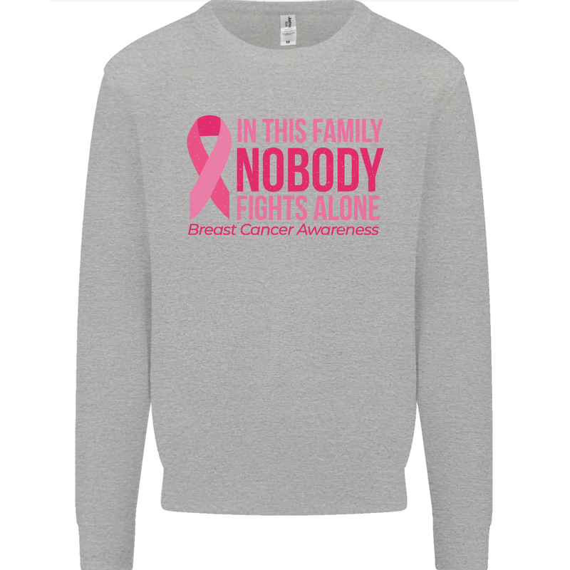 Breast Cancer Awareness Nobody Fights Alone Mens Sweatshirt Jumper Sports Grey
