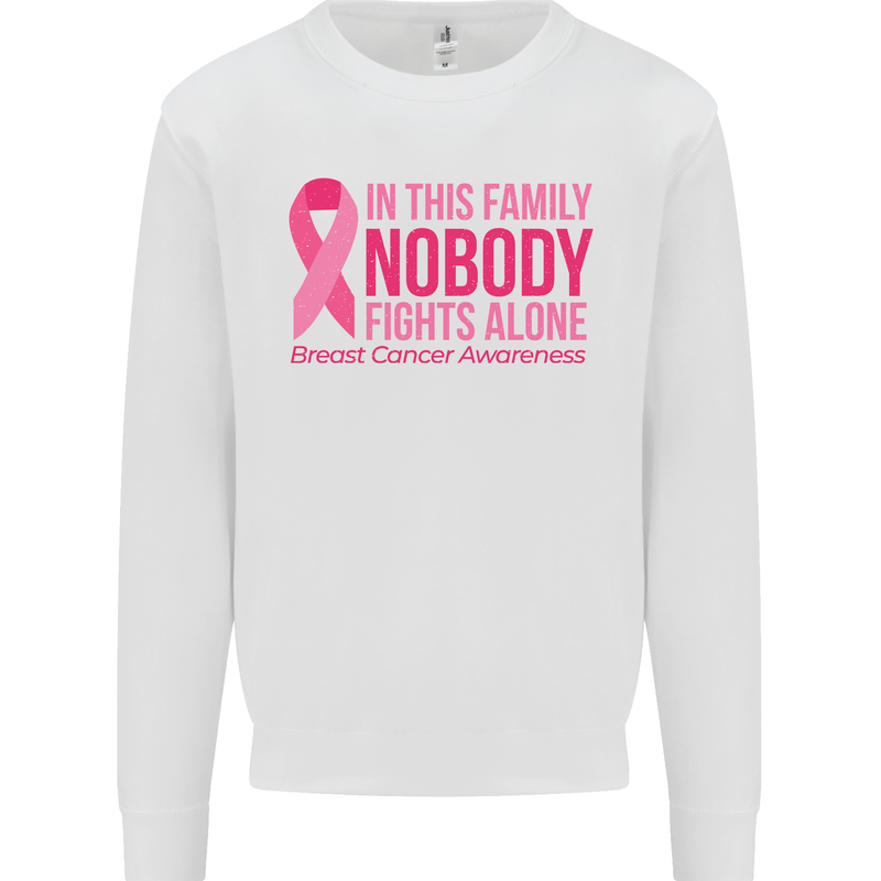 Breast Cancer Awareness Nobody Fights Alone Mens Sweatshirt Jumper White