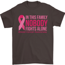Breast Cancer Awareness Nobody Fights Alone Mens T-Shirt Cotton Gildan Dark Chocolate