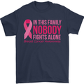 Breast Cancer Awareness Nobody Fights Alone Mens T-Shirt Cotton Gildan Navy Blue