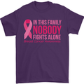Breast Cancer Awareness Nobody Fights Alone Mens T-Shirt Cotton Gildan Purple