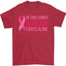 Breast Cancer Awareness Nobody Fights Alone Mens T-Shirt Cotton Gildan Red