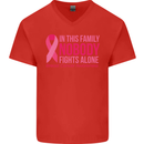 Breast Cancer Awareness Nobody Fights Alone Mens V-Neck Cotton T-Shirt Red