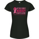 Breast Cancer Awareness Nobody Fights Alone Womens Petite Cut T-Shirt Black