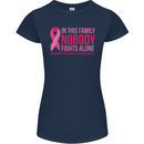 Breast Cancer Awareness Nobody Fights Alone Womens Petite Cut T-Shirt Navy Blue