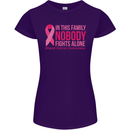 Breast Cancer Awareness Nobody Fights Alone Womens Petite Cut T-Shirt Purple