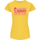 Breast Cancer Awareness Nobody Fights Alone Womens Petite Cut T-Shirt Yellow