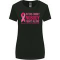 Breast Cancer Awareness Nobody Fights Alone Womens Wider Cut T-Shirt Black