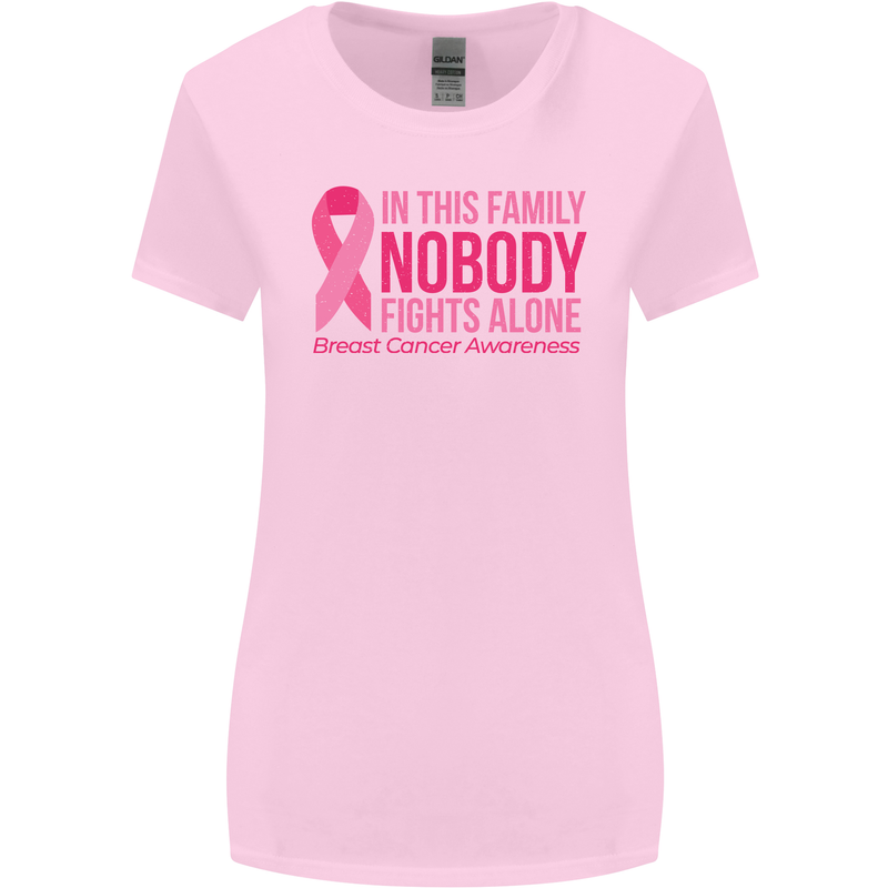 Breast Cancer Awareness Nobody Fights Alone Womens Wider Cut T-Shirt Light Pink