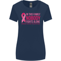 Breast Cancer Awareness Nobody Fights Alone Womens Wider Cut T-Shirt Navy Blue