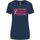 Breast Cancer Awareness Nobody Fights Alone Womens Wider Cut T-Shirt Navy Blue