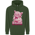 Breast Cancer Awareness October Cat Childrens Kids Hoodie Forest Green