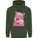 Breast Cancer Awareness October Cat Childrens Kids Hoodie Forest Green