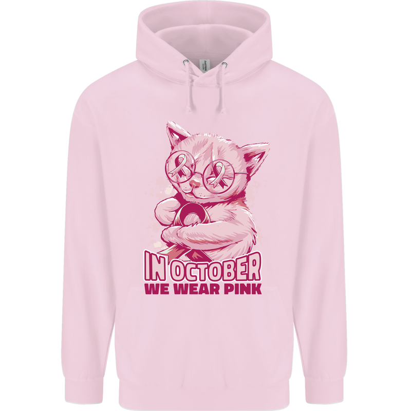 Breast Cancer Awareness October Cat Childrens Kids Hoodie Light Pink