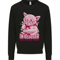 Breast Cancer Awareness October Cat Kids Sweatshirt Jumper Black