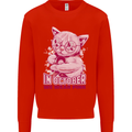Breast Cancer Awareness October Cat Kids Sweatshirt Jumper Bright Red