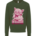Breast Cancer Awareness October Cat Kids Sweatshirt Jumper Forest Green