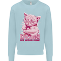 Breast Cancer Awareness October Cat Kids Sweatshirt Jumper Light Blue