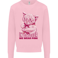 Breast Cancer Awareness October Cat Kids Sweatshirt Jumper Light Pink