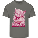 Breast Cancer Awareness October Cat Kids T-Shirt Childrens Charcoal