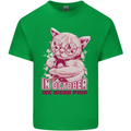 Breast Cancer Awareness October Cat Kids T-Shirt Childrens Irish Green