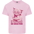 Breast Cancer Awareness October Cat Kids T-Shirt Childrens Light Pink