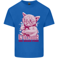 Breast Cancer Awareness October Cat Kids T-Shirt Childrens Royal Blue