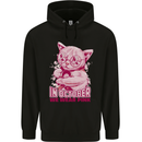 Breast Cancer Awareness October Cat Mens 80% Cotton Hoodie Black