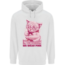Breast Cancer Awareness October Cat Mens 80% Cotton Hoodie White
