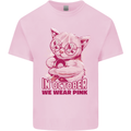 Breast Cancer Awareness October Cat Mens Cotton T-Shirt Tee Top Light Pink