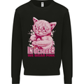 Breast Cancer Awareness October Cat Mens Sweatshirt Jumper Black