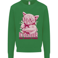 Breast Cancer Awareness October Cat Mens Sweatshirt Jumper Irish Green