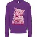 Breast Cancer Awareness October Cat Mens Sweatshirt Jumper Purple