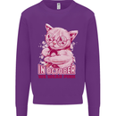 Breast Cancer Awareness October Cat Mens Sweatshirt Jumper Purple