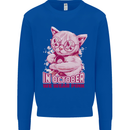 Breast Cancer Awareness October Cat Mens Sweatshirt Jumper Royal Blue