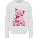 Breast Cancer Awareness October Cat Mens Sweatshirt Jumper White