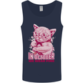 Breast Cancer Awareness October Cat Mens Vest Tank Top Navy Blue