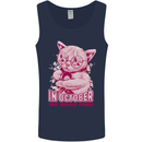 Breast Cancer Awareness October Cat Mens Vest Tank Top Navy Blue