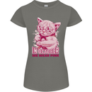 Breast Cancer Awareness October Cat Womens Petite Cut T-Shirt Charcoal
