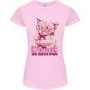 Breast Cancer Awareness October Cat Womens Petite Cut T-Shirt Light Pink