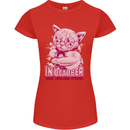 Breast Cancer Awareness October Cat Womens Petite Cut T-Shirt Red