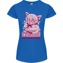 Breast Cancer Awareness October Cat Womens Petite Cut T-Shirt Royal Blue