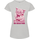 Breast Cancer Awareness October Cat Womens Petite Cut T-Shirt Sports Grey