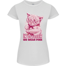 Breast Cancer Awareness October Cat Womens Petite Cut T-Shirt White