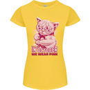 Breast Cancer Awareness October Cat Womens Petite Cut T-Shirt Yellow