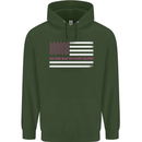 Breast Cancer Awareness USA Flag Childrens Kids Hoodie Forest Green