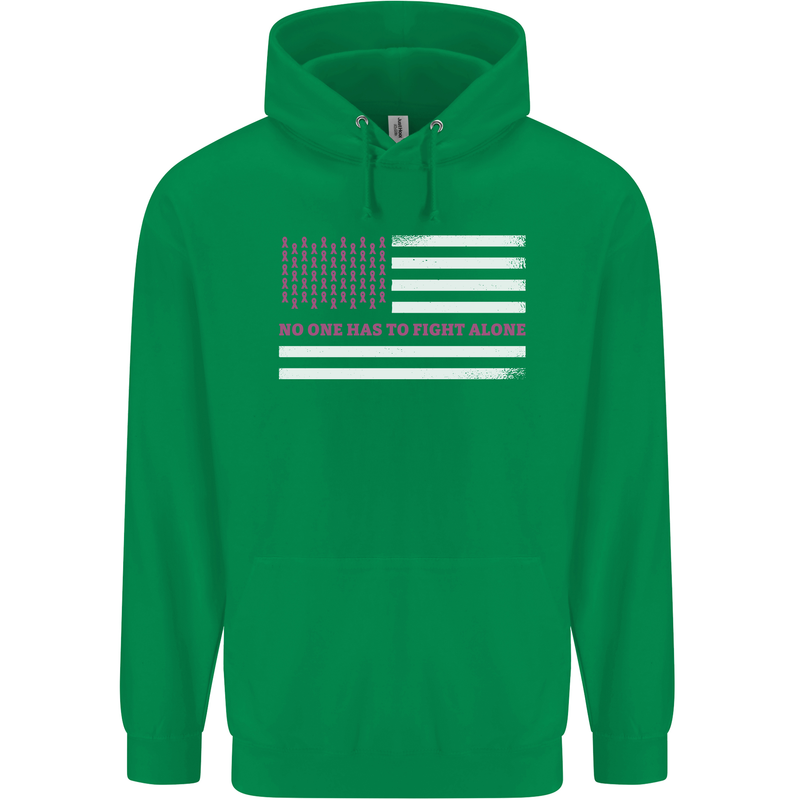 Breast Cancer Awareness USA Flag Childrens Kids Hoodie Irish Green