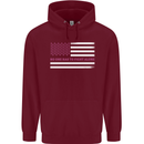 Breast Cancer Awareness USA Flag Childrens Kids Hoodie Maroon