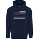 Breast Cancer Awareness USA Flag Childrens Kids Hoodie Navy Blue