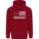 Breast Cancer Awareness USA Flag Childrens Kids Hoodie Red